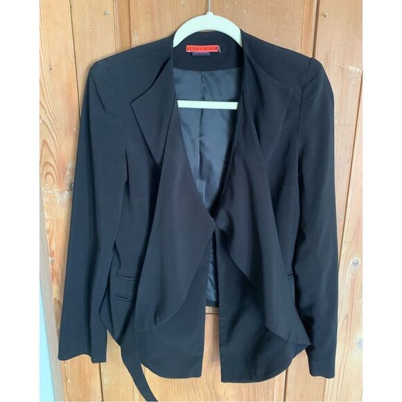 Alice + Olivia black long draped collar tuxedo style blazer - Picture 1 of 13